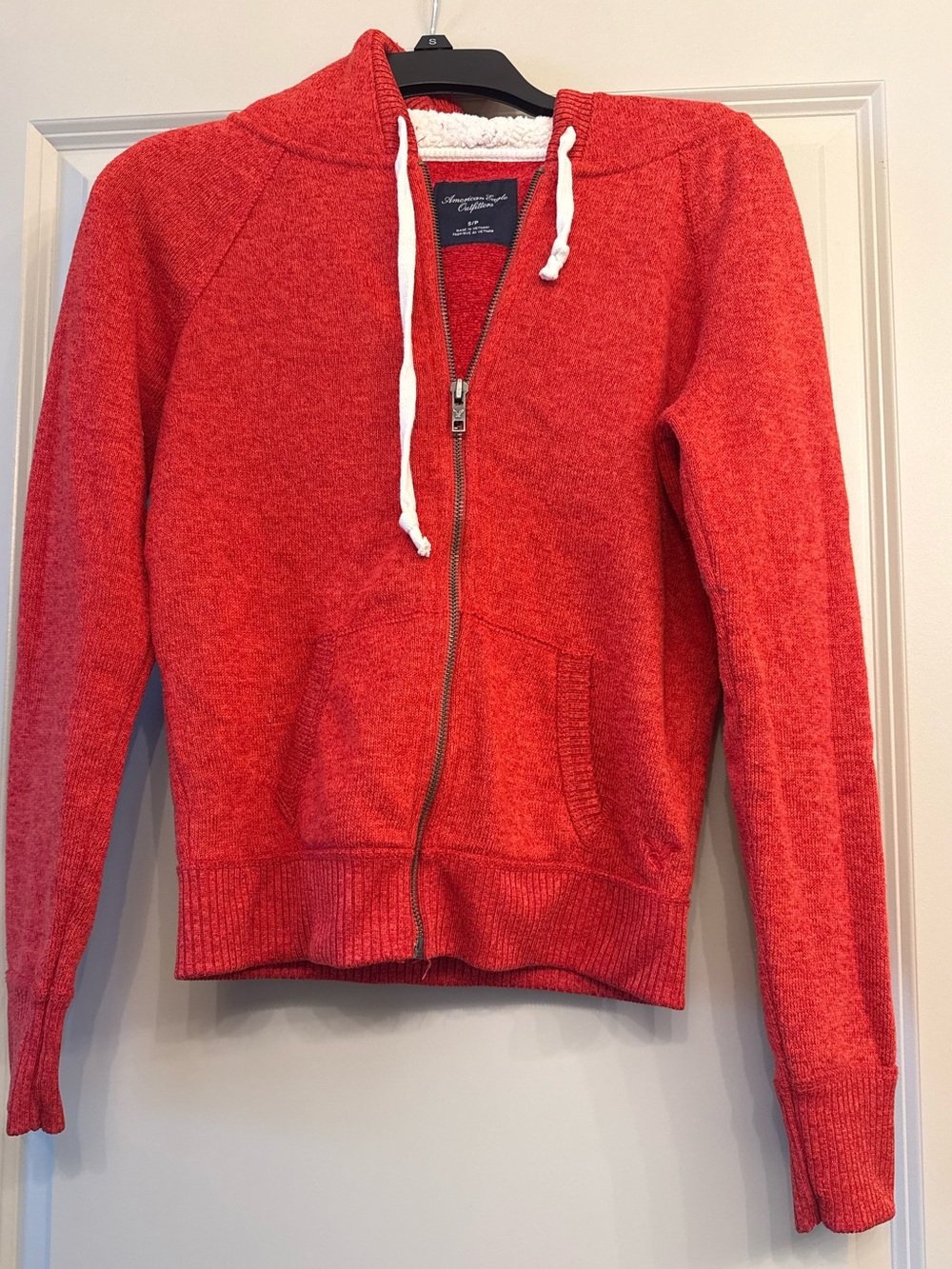 Cozy Red American eagle Zip-Up Hoodie